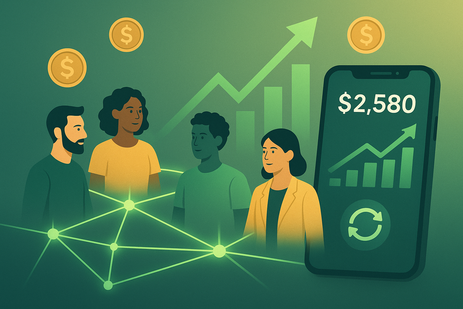 Gráfico de crescimento simbolizando o potencial do Marketing Multinível